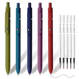 Abhay Quick Dry Gel Ink Pens Fine Point Cute Pens Retractable Roller Ball Pens Smooth Writing Pens Journaling Note Taking for Cute Office Supplies,5 Colors, 5 Black Refills (5 Pack)