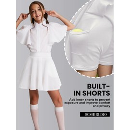 DGSHIRLDJO Röcke für Mädchen,Tennisrock mit Taschen Innenhose, Plissierte Skater Sportrock Kinder Schuluniform Minirock Mädchen 5-14 Jahre（12-14 Jahre,XL,weiß