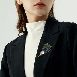 Peacock Feather Brooch Pin for Women Girls Fashion Artificial Blue Green Bird Animal Statement Brooches Lapel Pins Elegant Hat Bag Suit Dress Accessories Wedding Christmas Birthday Jewelry Gift Box