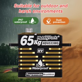 HobbyPark Waterproof 897oz-in 65KG High Torque Servo Brushless Motor 8.4V HV Servo Metal Gear RC Servo Programmable 2BB for 1/8 1/10 1/12 RC Crawler RC Truck RC Car Buggy Robotic Control Angle 180°
