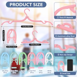 36 Pcs Travel Hangers Foldable for Suitcase, Collapsible Portable Folding Hangers for Traveling Plastic Hangers, Travel Accessories Cruise Ship Essentials Clothes Drying Rack Camping RV Pastel Multi