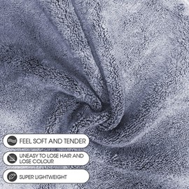 Towelogy® Microfibre Cleaning Cloths Grey 420GSM Large Thick Ultra Absorbent Multipurpose For Dusting Polishing Washing 40x40cm (Pack Of 6, Grey)