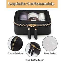 M-YOUNG Mini Clear Makeup Bag Travel Cosmetic Case Transparent Toiletry Bag with Zipper,Portable Make Up Cute Small Travel Cosmetic Bag for Women Waterproof Toiletry Bag (Black)