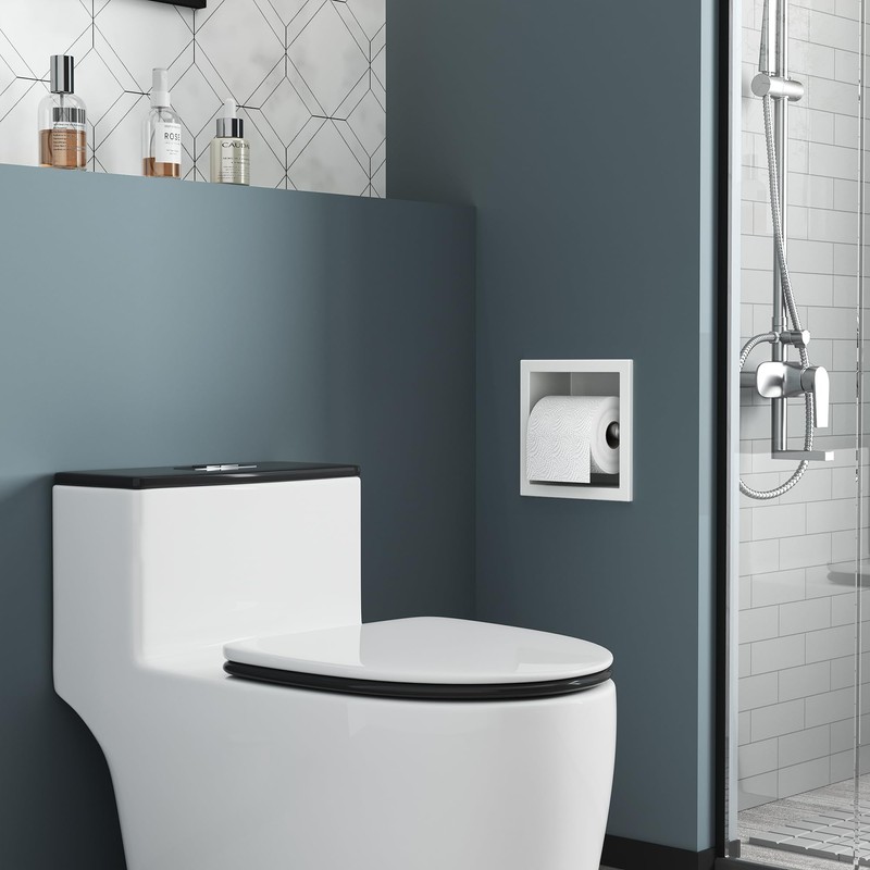 Neodrain Recessed Toilet Paper Holder, White Stainless Steel Built-in Tissue
