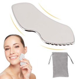 Guasha Facial Tool, Metal Gua Sha Tool, Scraping Facial Massager Stainless Steel Gua Sha Tool for Eyes Face Neck Body Tighten Skin Reduce Puffiness Face Sculpting Device(Large)
