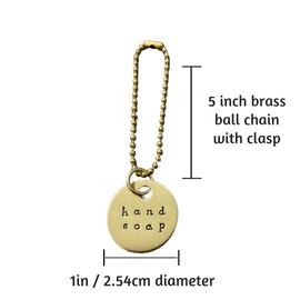 3 Piece Soap Dispenser Labels - Hand, Dish & Lotion Bottle Tag Set - Hand-Stamped Brass or Aluminum, SIlver or Gold Color - Guest Bathroom & Kitchen Organization (Hand, Dish, Lotion (BRASS))