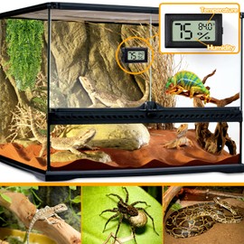 BSRESIN 2 PCS Rectangle Reptile Thermometer and Humidity Gauge for Bearded Dragon Accessories, Reptile Tank Accessories for Jumping Spider, Leopard Gecko, Hermit Crab, Gecko, Ball Python, Lizard