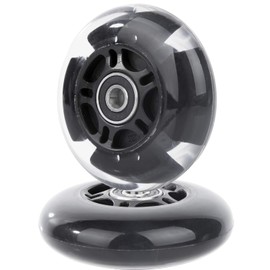 AOWESM 80mm Light Up Scooter Wheels 80 mm PU LED Flash Flashing 3-Wheel Kick Scooters Rear Replacement Wheels for Kids Toddles Boys and Girls (2-Pack) (Black)