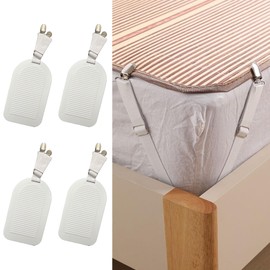 Sheet Clips, Mattress Anti-Slip, Comforter, Mattress Fastener, Blanket Clip, Sheet Fastener Buckle, White, 4 Pieces