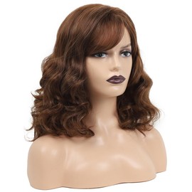 OYSRONG Elegant Women Short Multicolored Wavy Curly Frizzy Heat Resistant Daily Fibre Wig(Brown/blonde)