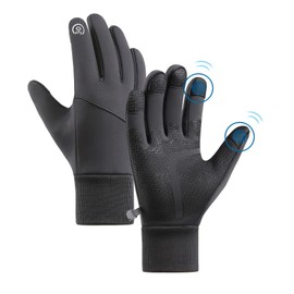 CRAZY SHARK Winter Cycling Gloves Men Women Touch Screen Windproof Warm Gloves Anti Slip Heated Glove for Hiking Driving Running Biking Workout Grey XL