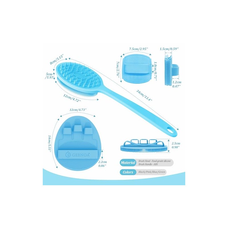 Juego Guantes Silicona Espalda Cara Baño Exfoliante Suave Cabeza Doble