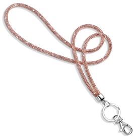 Soleebee Card Holder Lanyard Bling Rhinestone Lanyard with Key Ring Crystal Collar Women's Necklace Kit for Key Ring ID Card Holder (Champagne)