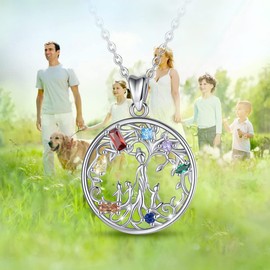 EUDORA Harmony Ball Mother Daughter Necklace Women's 925 Sterling Silver, Mother Tree Chain Grandma Mum Necklace Pendant Cute Animals Maternal Love Jewellery, Mother's Day Gift for Women Mother, 45
