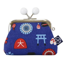 Maeda Dyeing Goshikihanpudo Kyoto Limited Series, 2.5 Square Coin Purse with Beads, Blue, Size (H x W x D): Approx. 3.1 x 3.5 x 0.8 inches (8 x 9 x 2 cm)