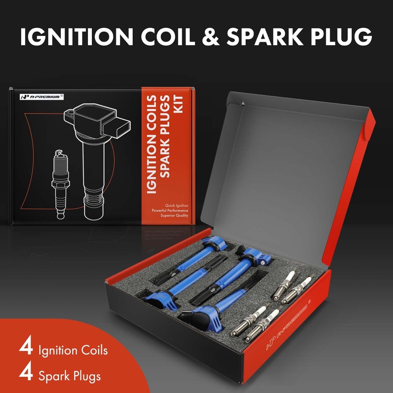 A-Premium (Blue) Set of 8 Ignition Coil Pack and Iridium
