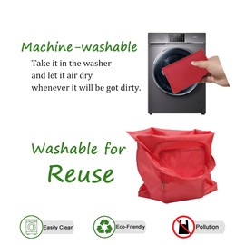 Evohyah Shopping Bags Reusable Grocery Tote Bags Kitchen Reusable Grocery Bags 50LBS Ripstop Geometric Fashion Recycling Bags Folding Storage Bag Machine Washable Nylon Bags (Zipperbagred, M)