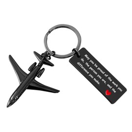 Employee Appreciation Gifts Inspirational Airplane Keychain Thank You Gift for Retirement Coworker Pilot Flight Attendant Friend Boss Colleagues Teacher Women Men Leaving Going Away Farewell(black)
