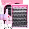 wiwoseo Individual Lashes Cluster Eyelash Kit DIY Lash Extension Kit Individual Eyelashes with Bond and Seal Natural Russian Cluster Lashes at Home Lash Extensions Kit for Self Application(50p 9-16MM)