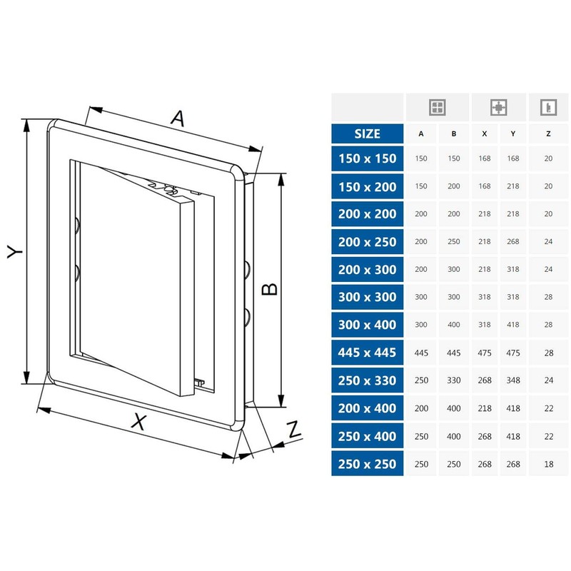 250x330mm ABS White Plastic Durable Inspection Panel Hatch Wall Access