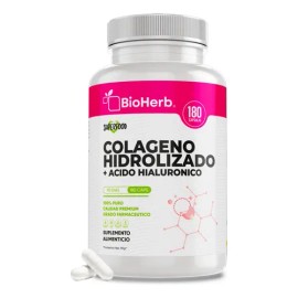 BioHerb | Colágeno Hidrolizado + Ácido Hialurónico de Alta Concentración y Absorción Óptima con 180 Cápsulas (Suministro 90 Días) – Fórmula Premium pa