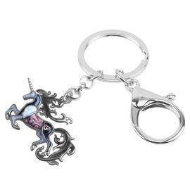 Enamel Alloy Cute Unicorn Keychains for Women Unicorn Gifts for Girls Anime Wallet Bag Charms (Black)