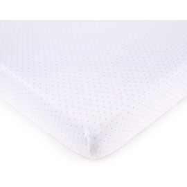 SheetWorld Fitted Pack N Play Playard Sheet Compatible with Maxi COSI Swift Play Yard 31 x 39 inches, 100% Cotton Jersey, Hypoallergenic, Butter Soft, Pink Pindot, Made in USA