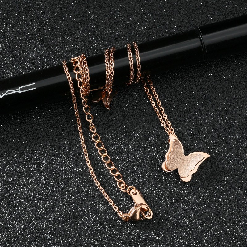 CHIFEI Juego Joyas Mujer 4 Pzas Colgante Mariposa Acero Inoxidable