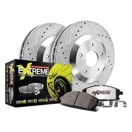 Power Stop Rear K9014-26 Z26 Carbon-Fiber Ceramic Brake Pad with Drilled and Slotted Rotors Brake Kit