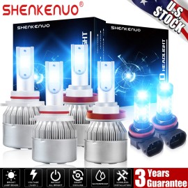 SHENKENUO For Toyota Highlander 2014-2019 8000K Hi/Lo Beam LED Headlight Fog Light Bulbs