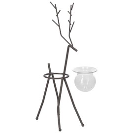 Deer Shape Wrought Iron Plant Stand Transparent Glass Hydroponic Plant Vase for Living RoomType C