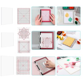 Briartw Grip Mat with Printed Guides,4.75x6,6x6,6.5x8.5 Multi-Use Non-Slip Sticky Mats Fit in Stamp Positioning Tool,Photopolymer Mat for Centering & Aligning Tape-Free Stenciling Ink Blending