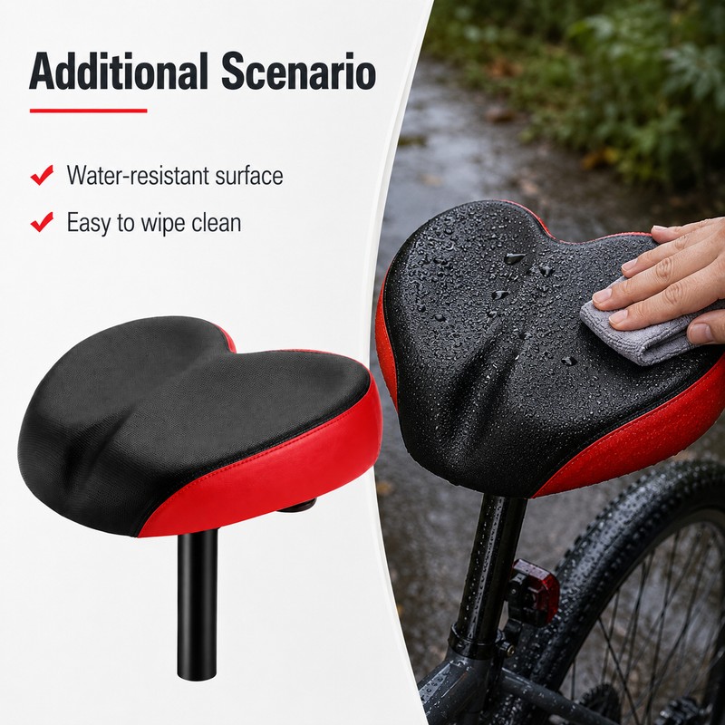 Wide Comfort Bike Saddle for Commuting – Dual Shock Absorption