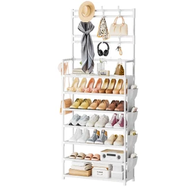 Shoe Rack 7 Tier Shoe Organizer Storage 21-28 Pairs Closet Shoes Rack for Front Door Entrance Shoe Rack Organizer with Hooks Side Pocket Entryway Large Capacity Shoe Shelf Tower Garage