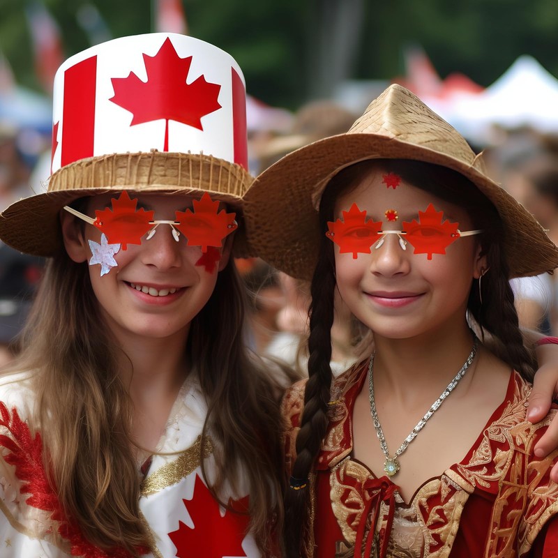 2 Pack Canada Day Maple Leaf Sunglasses, Red Transparent Rimless