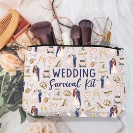 MEIKIUP Wedding Gift Wedding Cosmetic Bag Bridal Shower Wedding Gift for Newlywed Bride Groom Wedding Honeymoon Gift (wedding bag)