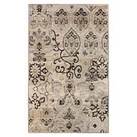 Superior Indoor Area Rug, Jute Backing, Modern Floral Rugs for Entryway, Living Room, Kitchen Floors, Bedroom, Office Floor Cover, Medallion Damask Rugs, Caldwell Collection, 5' x 8', Beige Brown