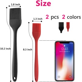 Hhyn Silicone Basting Pastry Brush Set 2 Pack Heat Resistant Spread Oil Butter Sauce for BBQ Grill Barbeque Kitchen Baking Cooking Pastries, 1 Large & 1 Small