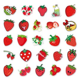 Pack of 50 Strawberry Stickers, Car, Laptop, Phone, Guitar, Skateboard, Motorcycle, Bicycle, Strawberry Stickers Set, Vinyl Waterproof Aesthetic Stickers for Teenagers, Children,