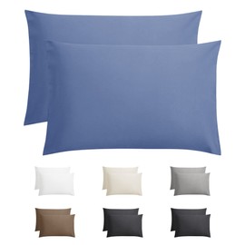 Sleeptime Cushion Cover - Set of 2 - 100% Cotton - Cushion Cover 60 x 70 cm - With Hotel Closure (60 x 70 cm (2X), Blue)