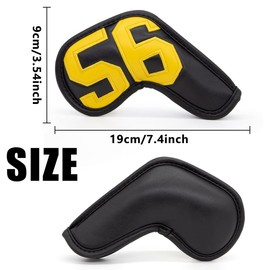 Golf Iron Covers Wedge Covers Golf Head Covers for Irons and Wedges Set of 6 Stylish Design Colorful Count Impact PU Leather Velcro Closure (48°, 50°, 52°, 54°, 58°, 60°) White/Black 2 Colors (Black)
