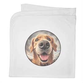 Azeeda 'Smiling Golden Retriever' Cotton Baby Blanket/Shawl (BY00039773)