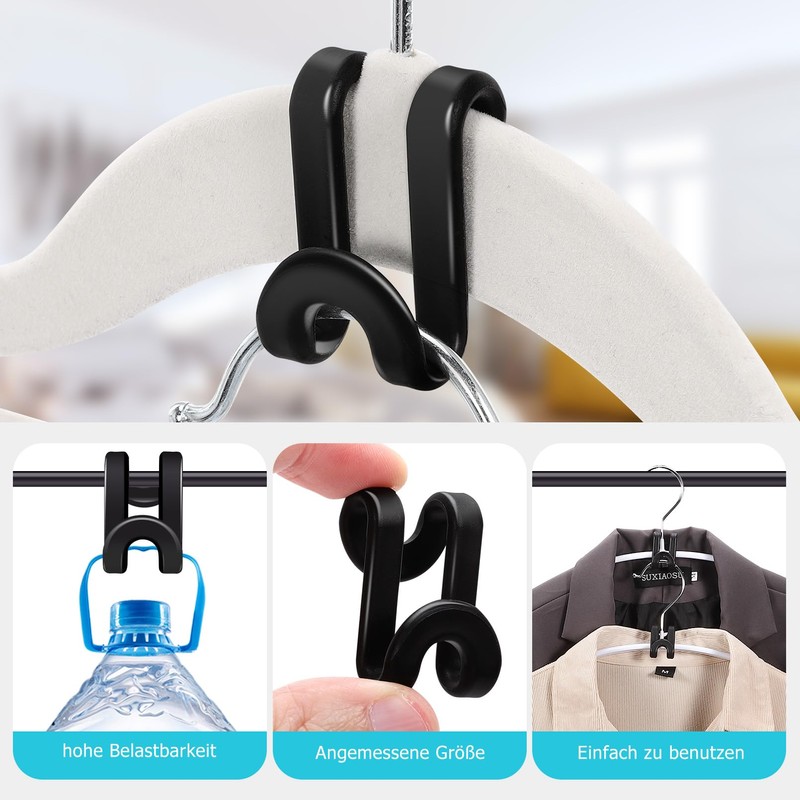 Kinmsito Pack of 100 Clothes Hangers, Space-Saving, Clothes Hanger Connectors
