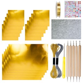 Foil Cardstock - Aluminum Metal Crafts Foil Roll - Silver Shimmer Gold Crafting Accessory for Kids Adults Engraving Painting Art Projects