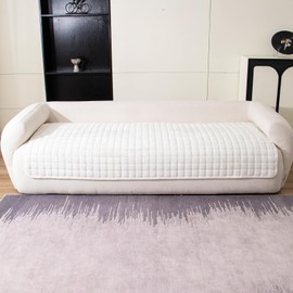 MDSASFD Velvet Couch Cover, Washable Sectional Sofa Cover, Anti Slip Sofa Slipcovers for 3 Cushion Couch Sofa L Shaped Recliner, Furniture Protector Covers for Pets Kids(White, Only 1 PCS)