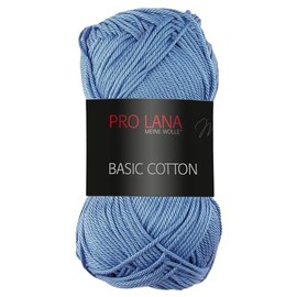 Frida's Wollhaus Pro Lana 50 g Basic Cotton Knitting Crochet Wool Basic Yarn 64 Colours (55 | Sky Blue)