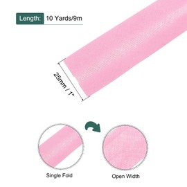 QUARKZMAN 1 Inch Single Fold Bias Tape, Polyester, Continuous Bulk Bias Tape for Sewing, Seaming Quilting, Hemming, Binding Crafts (Pink 10 Yards)