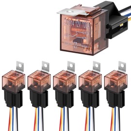 Losato JD1914 12V 40A 5-Piece Clear housing Automotive 4-pin SPST Relay with Harness Socket, 4-pin Connector, 40A Automotive Relay for Cars and Trucks.（5 Pieces）