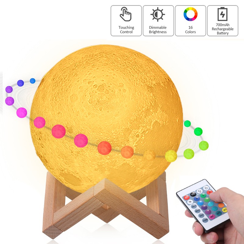 Tomshine Moon Light with Wood Stand Remote & Touching Control