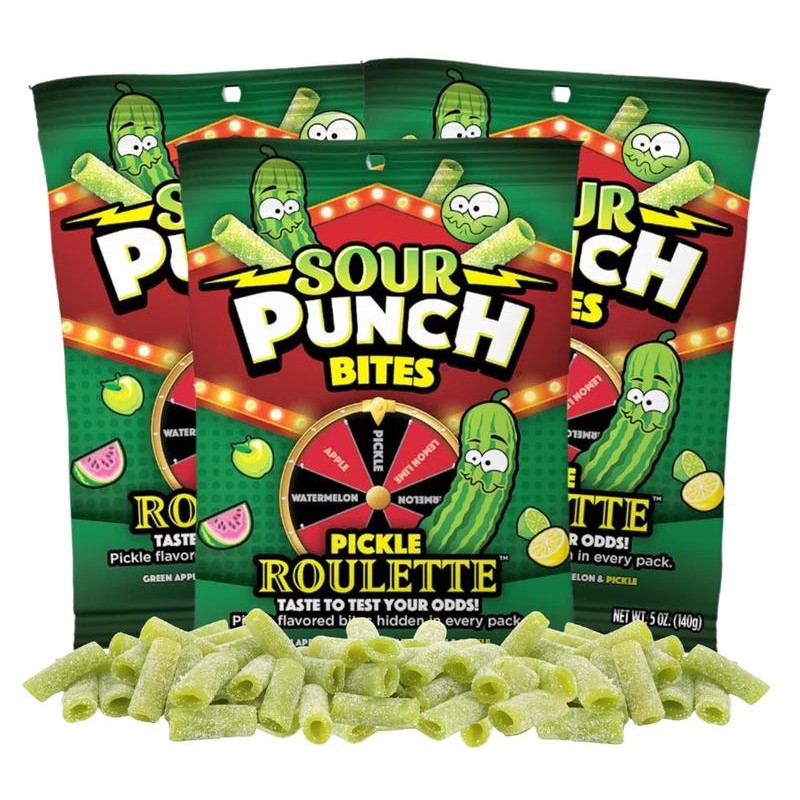 Sour Punch Bites Pickle Roulette Sweet Candy 5oz